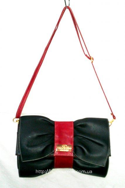 Женская сумка-клатч Valentino Garavani Black/Bordo #444